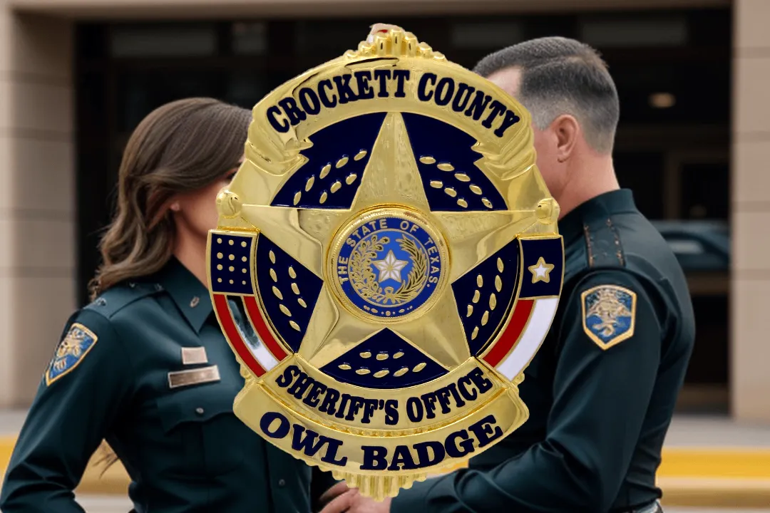 Custom sheriff badges with you agency name and state seal. Premium quality metal badges personalized just the way you want it