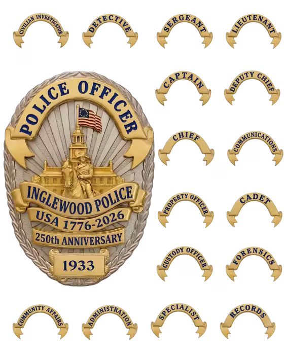 Custom Inglewood Police Department metal badge